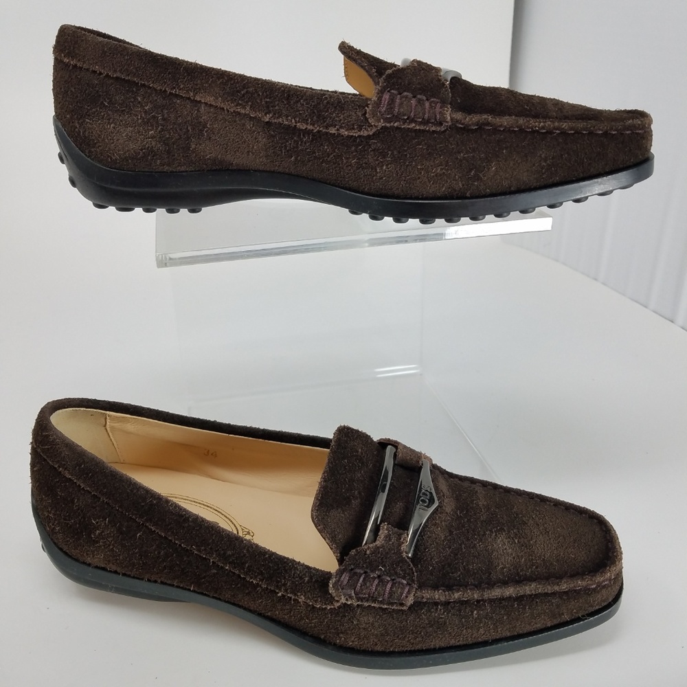 Tod's 34 driving moc suede espresso EUC - Picture 3 of 7